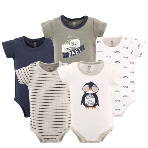 Hudson Baby Infant Boy Cotton Bodysuits 5pk, Chill Dude, 3-6 Months