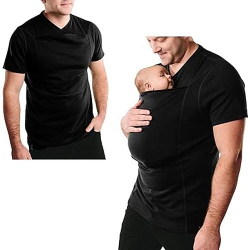 Kangaroo Shirt for Dad and Baby - Mens Kangaroo Baby Carrier Shirt Dad Kangaroo T-Shirt V Neck Short Sleeve T-Shirts