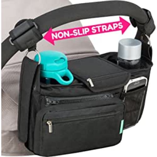 Amazon.com: Non-Slip Stroller Organizer With Cup Holders, Exclusive Straps Grip Handlebar. Universal Fit For Uppababy Vista Cruz Nuna Baby Jogger Bob Britax Bugaboo Graco Stroller Accessories Caddy Parent Console : Baby