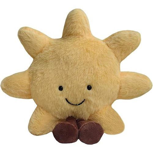 New Sun Plush Moon Plush Toy,Soft Bedside Sofa Pillows Stuffed Animal Plushie Doll Toys Room Decoration Gift for Kids Children (Sun), Yellow