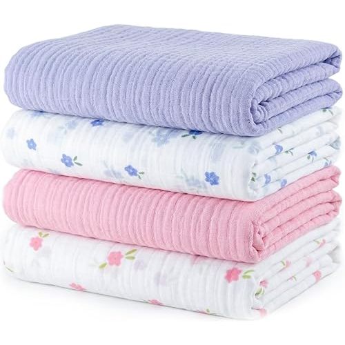 Muslin Swaddle Blankets for Newborns – Pack of 4