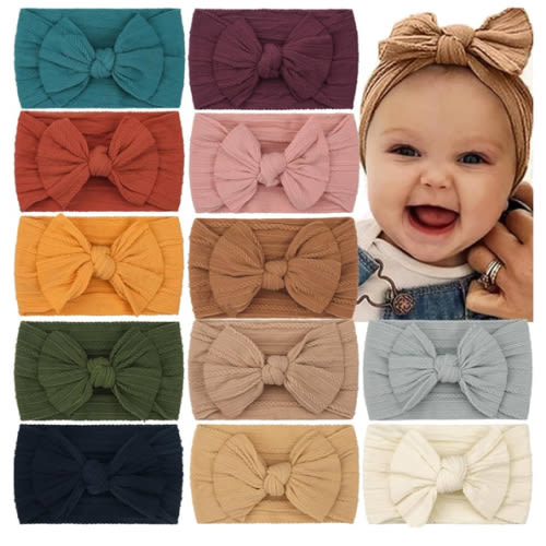 CÉLLOT Super Stretchy Soft Knot Headbands with Hair Bows Head Wrap Hair Accessories For Newborn Baby Girls Infant Toddlers Kids