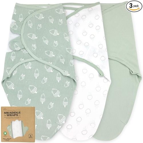 Swaddles for Newborns – 3-Pack Infant Swaddles 0-3 Months – Adjustable Swaddle Sleep Sack – Soft Organic Cotton Baby Wrap for Safe & Cozy Sleep