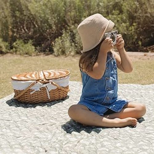 Kinder Cloth Diaper Co Adventure Play Mat - Machine Washable, Reversible, Water-Resistant, Quilted Blanket (Palmy, Mini 36x36)