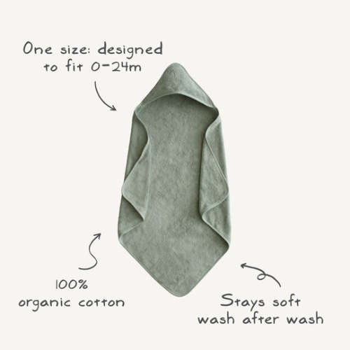 Mushie Baby Hooded Towel - Pearl