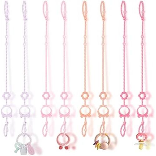 Toy Straps for Baby, 6pcs Adjustable Toy Holder for Stroller Accessories, Silicone Baby Tether Pacifier Clip, No Throw Baby Travel Essential Leash for High Chair, Car Seat, Baby Toy Clips,Cribs