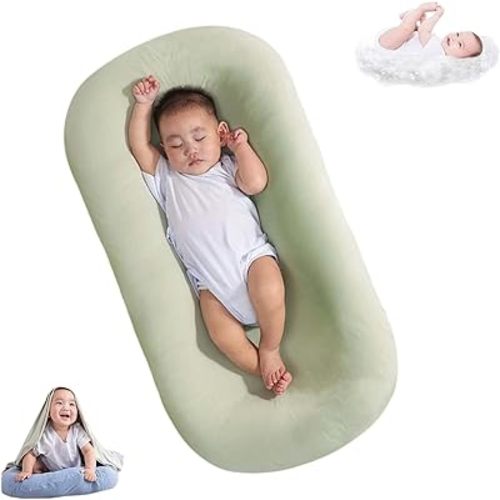 Baby Lounger for Infants Babies 0-12 Months, Bionic Organic Lounger, Soft Cotton Breathable Infant Floor Seats & Loungers for Newborn Baby Shower Gifts (Light Green)