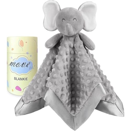 Loveys for Babies, Soft Baby Security Blanket Lovies for Babies, Stuffed Animals Blankie for Newborn Infant with Baby Snuggle Toy, Boys Gilrs Gifts Gray Elephant Security Blanket 16 Inch