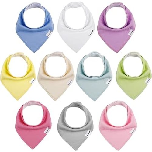 Baby Bandana Drool Bibs for Boys and Girls,Super Soft Unisex 10 Pack Absorbent Cotton Organic Bib Set for Teething and Drooling