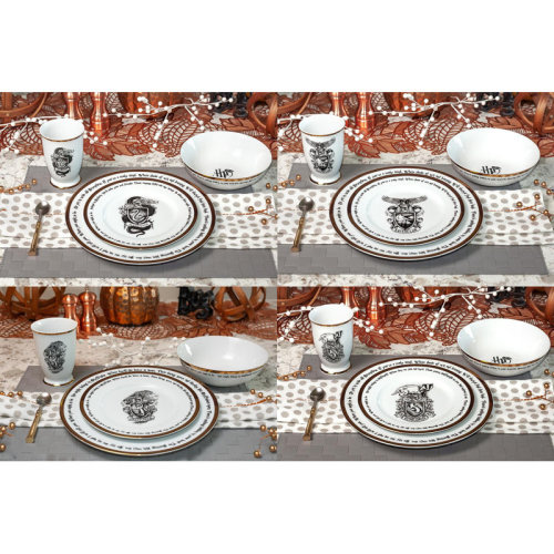 Ukonic Harry Potter Hogwarts House Logos 16-piece Ceramic Dinnerware Set & Reviews | Wayfair