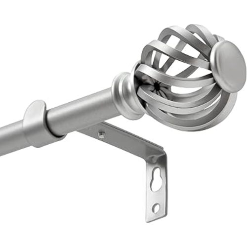Luvenia Silver Decorative Curtain Rods, 28 to 48 Inch (2.3-4Ft), Small Curtain Rod For Bedroom, Living Room, Kitchen, Farmhouse