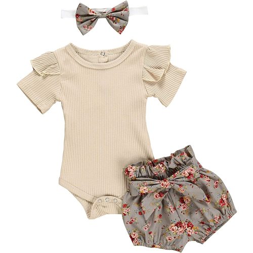 KANGKANG Baby Girl Clothes Ruffle Romper Floral Short Pants Summer Outfits Cute Baby Girl Clothes