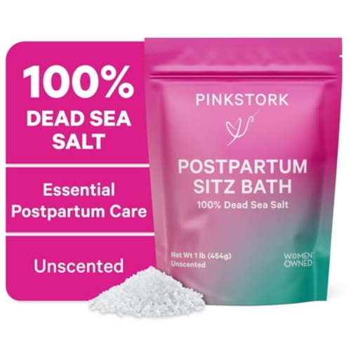 Pink Stork Postpartum Sitz Bath Soak: Unscented Dead Sea Salt, 1 lb