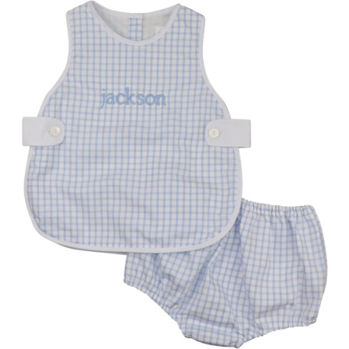 Blue Windowpane Tab Diaper Set – Cecil & Lou