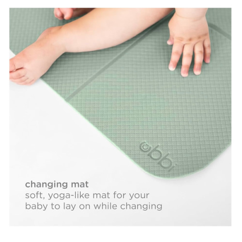 Ubbi On-The-Go Changing Baby Mat with Carrying Bag, Soft and Comfortable Diaper Bag Accessory Must Have for Newborns, Easy to Clean, Portable Changing Pad, Sage Green