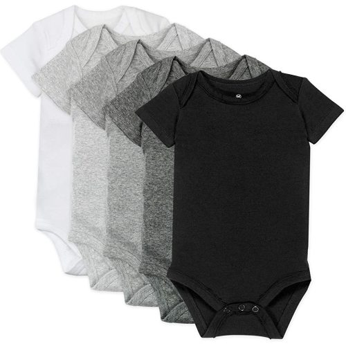 HonestBaby baby-boys 5-pack Short Sleeve Bodysuits One-piece 100% Organic Cotton for Infant Baby Boys, Unisex