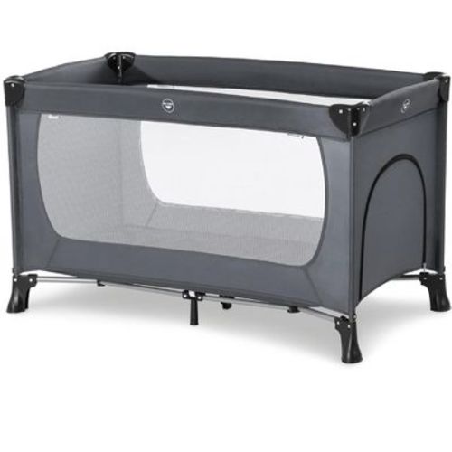 Hauck Dream N Play Plus Compact Foldable Travel Pack Cot For Babies And Toddlers Up To 33 Pounds With Side Hatch And Transport Bag Included, Grey