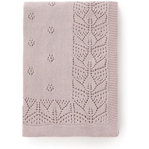LAWKUL Cellular Blanket Baby 100% Cotton Soft Newborn Babe Knit Blankets Classic Florals for Boy Girls Lavender 100x80cm