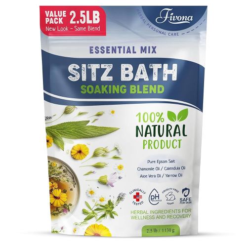 Hemorrhoid Treatment 40oz, Fivona Sitz Bath Salts, Postpartum Soaking Blend Epsom Salt with All Natural Oils for Self Care, Bartholin Cyst Treatment, Large Value Pack