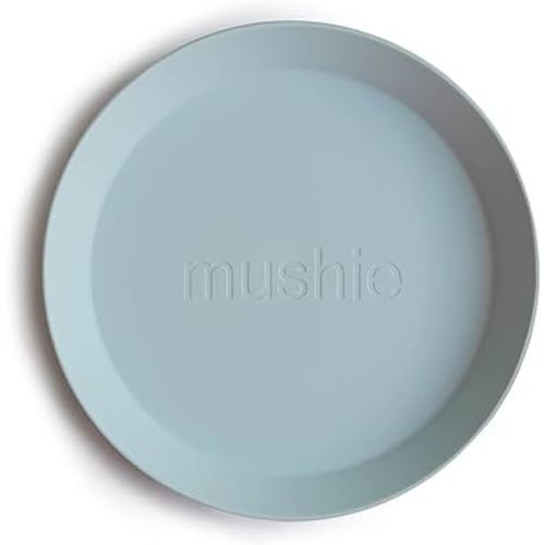 mushie Round Dinnerware Plates for Kids | Made in Denmark, Set of 2 (Powder Blue)