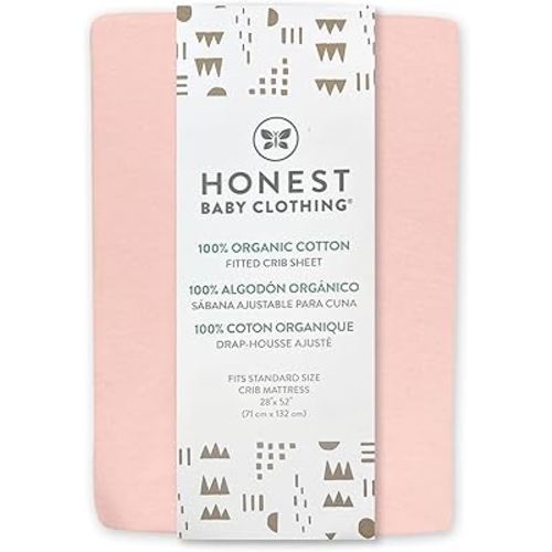 HonestBaby Unisex-Baby Fitted Crib Sheets Set Standard Mattress, 100% Organic Cotton Baby Boys, Girls, Neutral, 1 Pack - Jumbo Leaf Sage, One Size