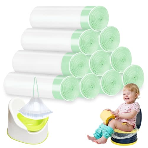 200 Pack Portable Potty Chair Liners with Drawstring,Disposable Training Toilet Seat Potty Bags for Kids Toddler Pet Outdoors(17.3x9.4 inch)
