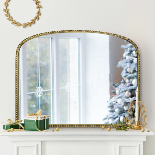 Mercer41 36"x28" Vintage Gold Mirror with Beaded Frame Baroque Mirror | Wayfair