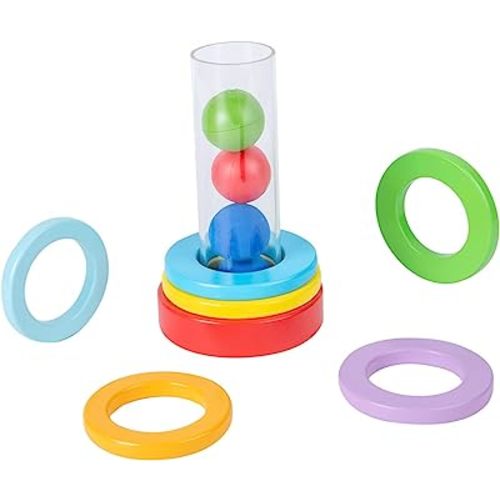 Montessori Interactive Stacking Rings and Balls for Babies 6-12 Months - Clear Tube Fun