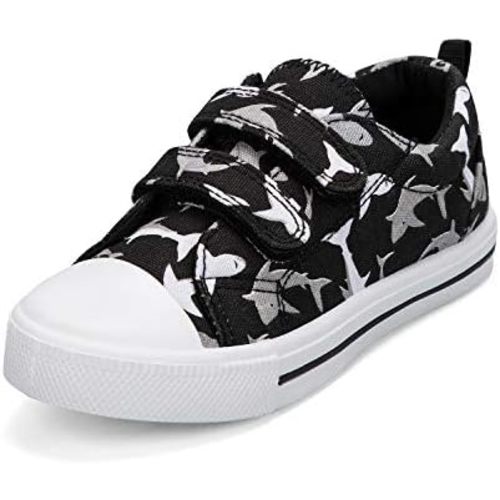 K KomForme Toddler Boys & Girls Shoes Kids Canvas Sneakers with Cartoon Dual Hook and Loops