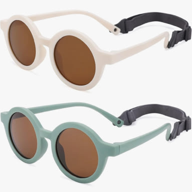 COASION Baby Polarized Round Sunglasses Flexible Rubber Shades with Strap for Toddler Newborn Infant Ages 0-24 Months