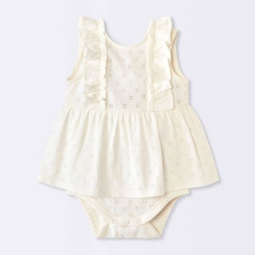 Baby Girls' Eyelet Ruffle Sunsuit - Cloud Island™ Cream 3-6M