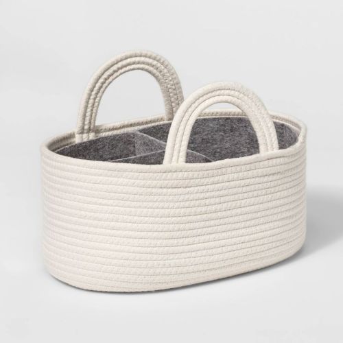 Coiled Rope Diaper Caddy With Dividers - Cloud Island™ Cream