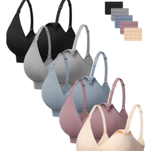 HBselect Nursing Bras for Breastfeeding, Seamless V Neck Maternity Bra Wireless Women Pregnancy Postpartum Bra Sleep Bralette