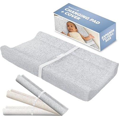 Jool Baby Changing Pad - Contoured, Waterproof & Non-Slip, Includes a Cozy, Breathable, & Washable Cover (Gray/Wave)