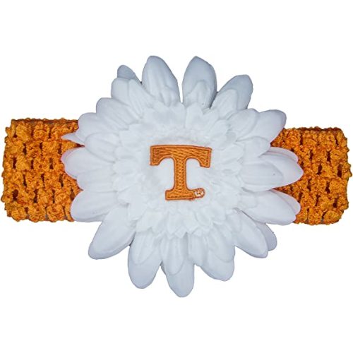 Divine Creations NCAA Tennessee Volunteers Crochet Flower Headband, Orange/White, One Size (CC503)