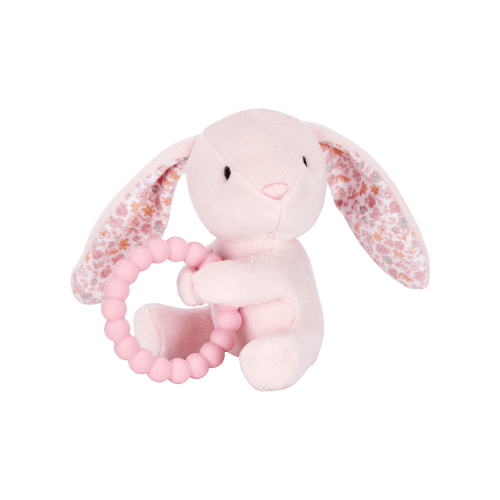 Baby Bunny Plush With Teether - Pink