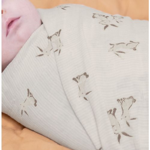 Avery Organic Cotton Bunny Single Swaddle - Crane Baby