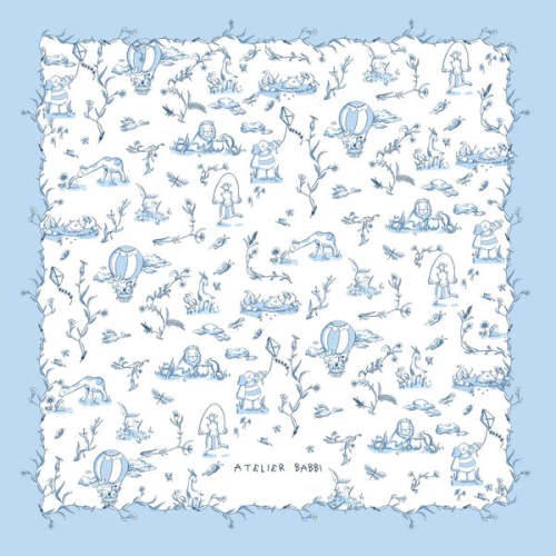 Double Layer Muslin Blanket Toile De Jouy/Blue