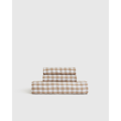 European Linen Gingham Fitted Sheet Set