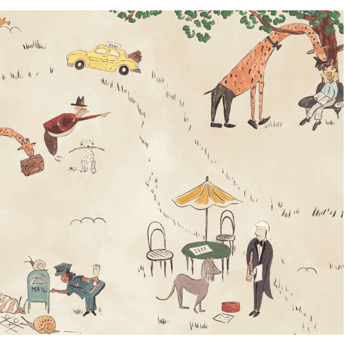 The Expert - Prospect Park Mural Wallpaper - Ecru, By the Panel