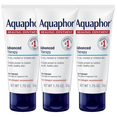 Aquaphor Advanced Therapy Healing Ointment, Hypoallergenic, Fragrance Free Body Moisturizer for Dry Skin and Minor Wound Care, Travel Size Skin Care Set, 1.75 Oz Tube, Pack of 3