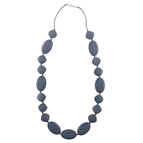 Chew-Choos – 'Cutie Pie' Silicone Teething Necklace - Modern Chic Baby Teether (Gray Clouds)