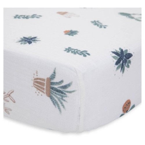 Little Unicorn Cotton Muslin Crib Sheet, Color: Prickle Pots