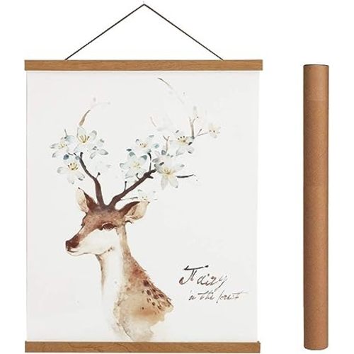 Artmag Magnetic Poster Hanger Frame, 20x28 20x30 20x24 Light Wood Wooden Magnet Canvas Artwork Print Poster Hangers Frames Hanging Kit (Teak Wood, 20")