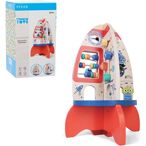 Just Play Pixar Wooden Toys, Toy Story Activity Rocket, Figures and Playset, Officially Licensed Kids Toys for Ages 18 Month, Amazon Exclusive