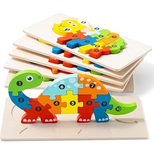 6 Pack Wooden Animal Puzzles for Toddlers Ages 3-5, Montessori Toys, Jigsaw Puzzles for Kids, Learning Toys for 3 Year Olds Preschool Fine Motor Skills - Easter Gifts