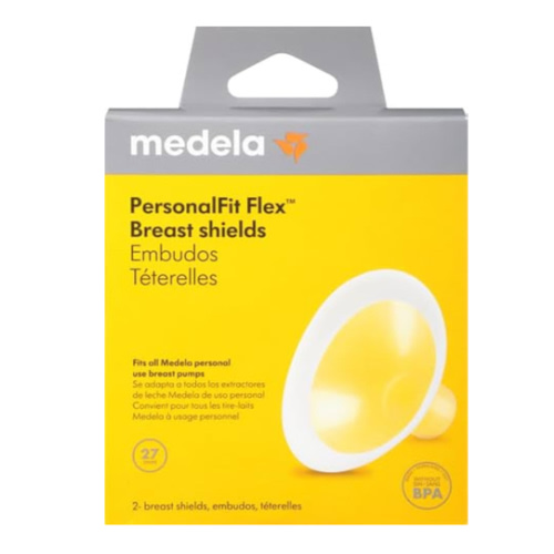 Medela Breast Shields PersonalFit Flex, 27mm Breast Shield Shaped Around You for Comfortable and Efficient Pumping, Made Without BPA, Pack of 2 Breastshields