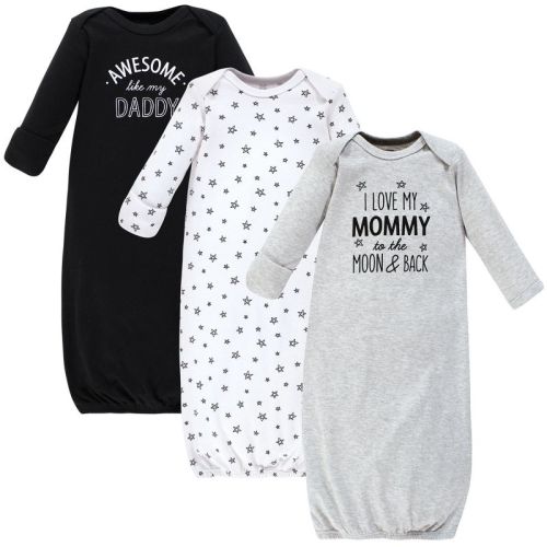 Hudson Baby Infant Boy Cotton Gowns, Mom Dad Moon And Back, Preemie/Newborn
