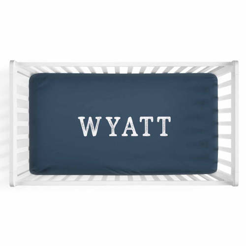 Color Story | Dark Navy Personalized Crib Sheet