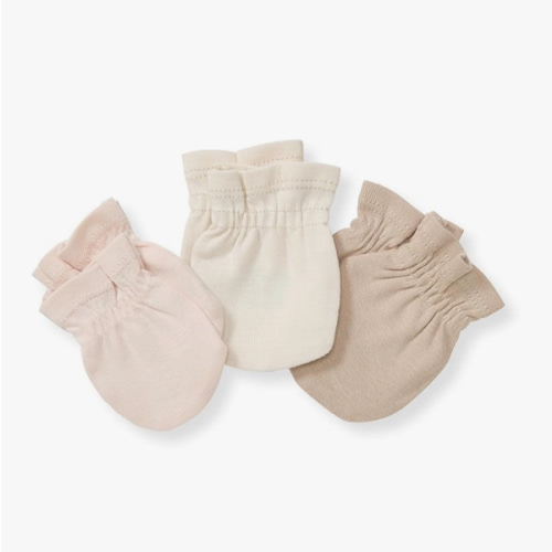 Burt's Bees Baby Baby Girls' Mittens, No-Scratch Mitts, 100% Organic Cotton, Set of 3